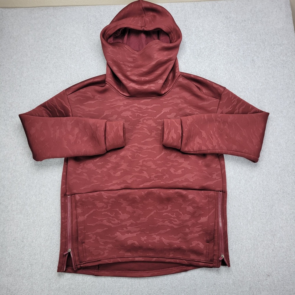 Fabletics Hoodie Women's S Funnel Neck Camo Burgundy Athleisure Activewear